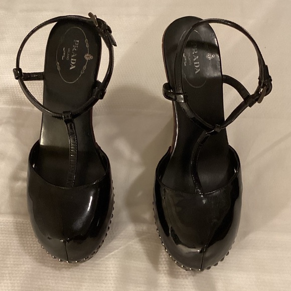 Prada T-strap Wooden Clogs - Picture 2 of 12